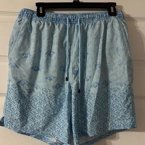 Peter Millar Light Blue Patterned Swim Trunks